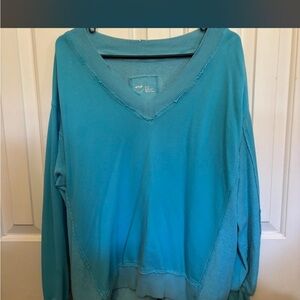 aerie Teal V-Neck Pullover